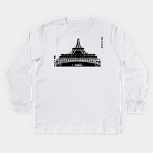 Meet Me in Paris - Black and White Kids Long Sleeve T-Shirt